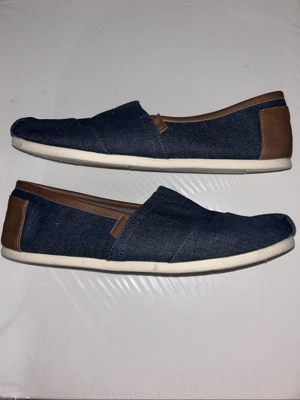 Toms Mens Alpargata Navy Slip-On Loafers in Dark Denim with Brown Trim - Picture 5 of 7